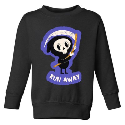 Run Away From The Reaper Cute Grim Reaper Toddler Sweatshirt