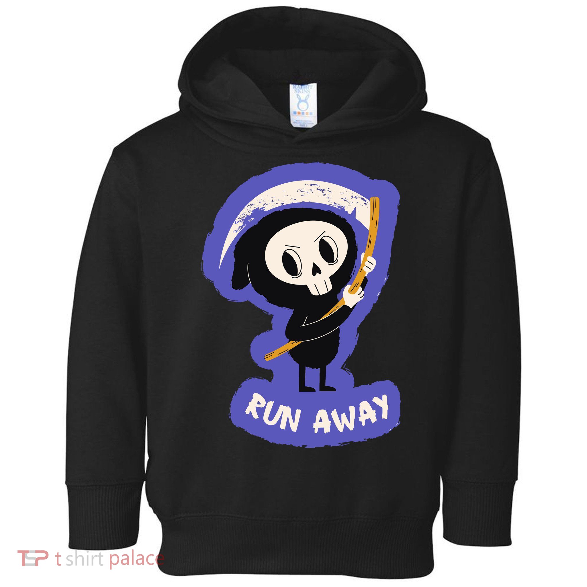 Run Away From The Reaper Cute Grim Reaper Toddler Hoodie