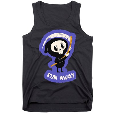 Run Away From The Reaper Cute Grim Reaper Tank Top