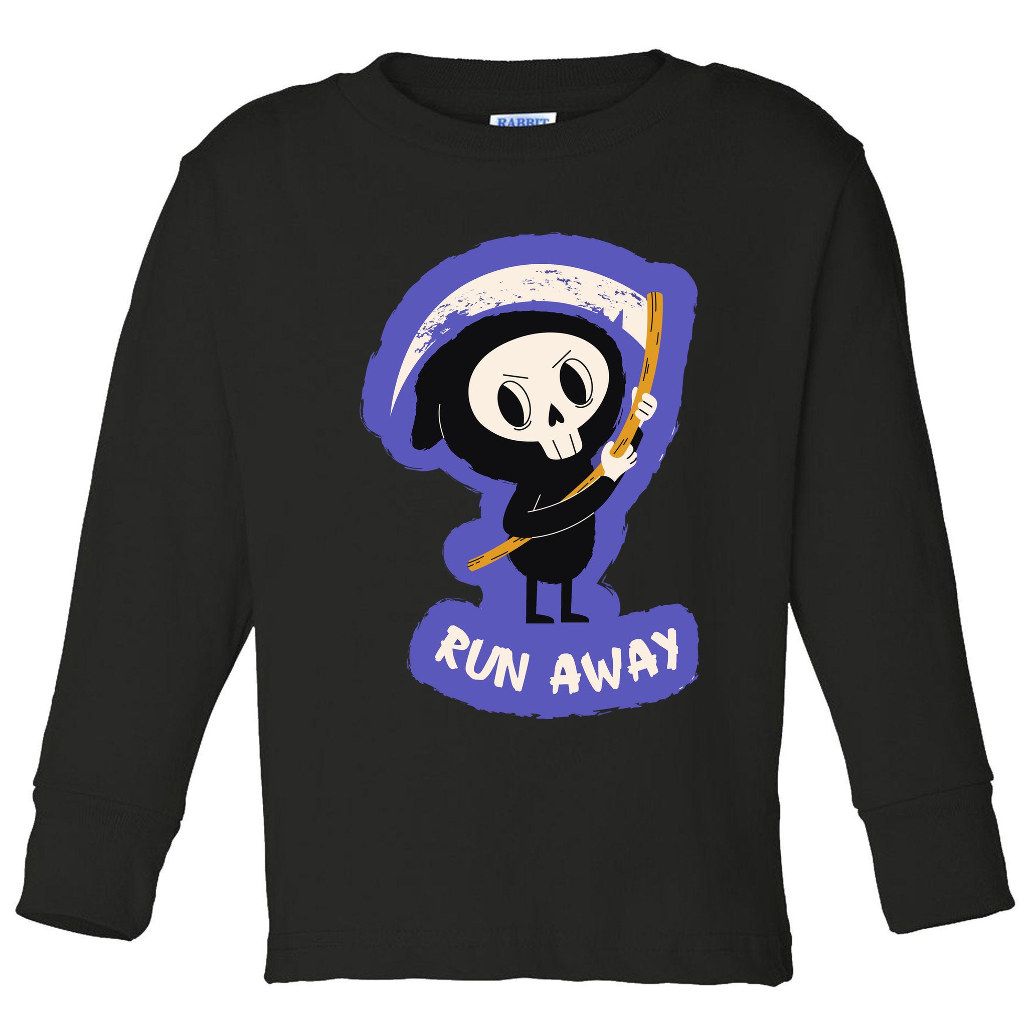 Run Away From The Reaper Cute Grim Reaper Toddler Long Sleeve Shirt
