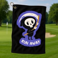 Run Away From The Reaper Cute Grim Reaper Golf Towel