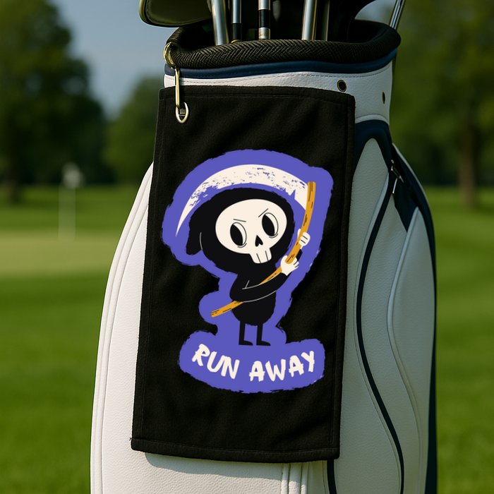 Run Away From The Reaper Cute Grim Reaper Golf Towel