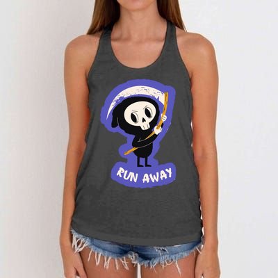 Run Away From The Reaper Cute Grim Reaper Women's Knotted Racerback Tank