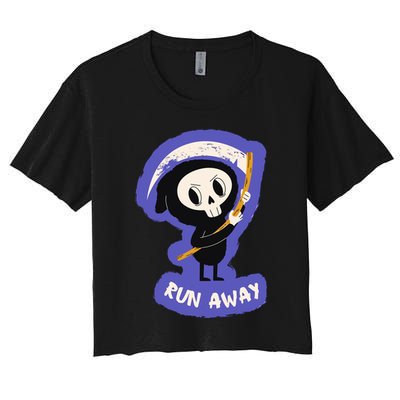 Run Away From The Reaper Cute Grim Reaper Crop Top