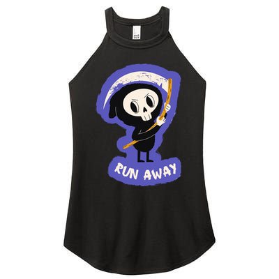 Run Away From The Reaper Cute Grim Reaper Women's Perfect Tri Rocker Tank