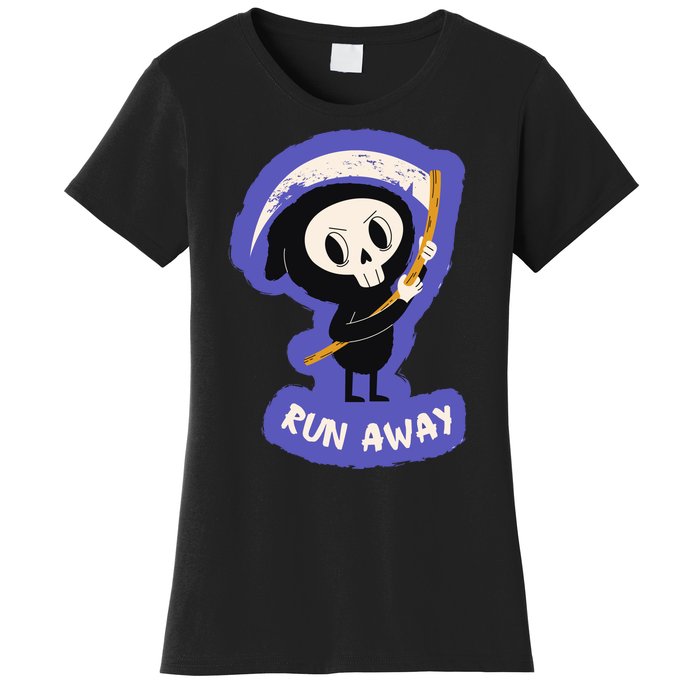 Run Away From The Reaper Cute Grim Reaper Women's T-Shirt