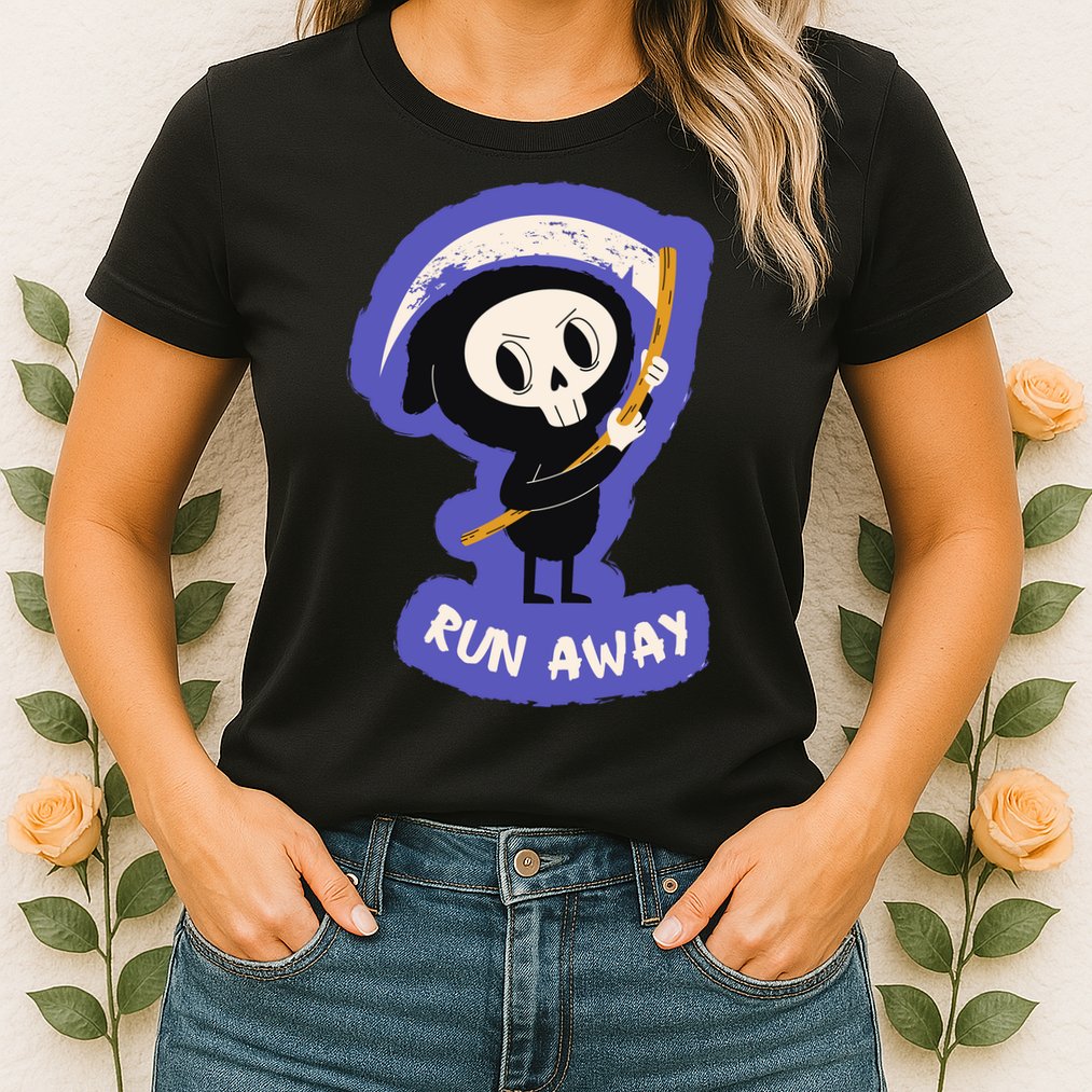 Run Away From The Reaper Cute Grim Reaper Womens T-Shirt