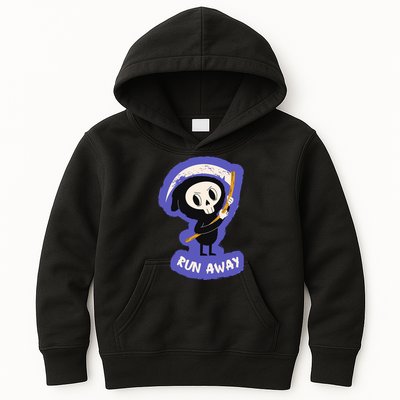 Run Away From The Reaper Cute Grim Reaper Kids Hoodie