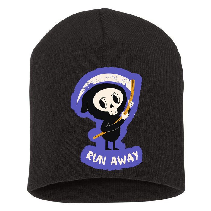 Run Away From The Reaper Cute Grim Reaper Short Acrylic Beanie