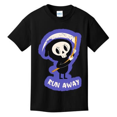 Run Away From The Reaper Cute Grim Reaper Kids T-Shirt