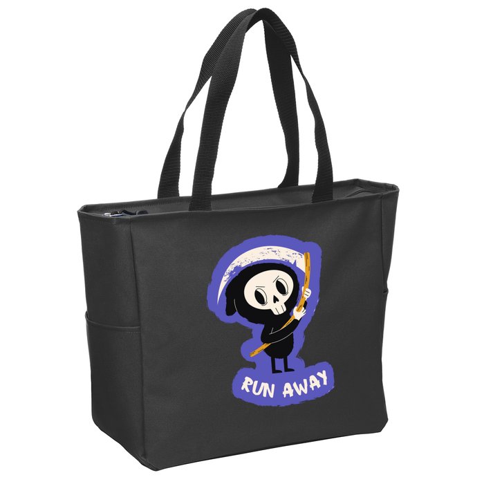 Run Away From The Reaper Cute Grim Reaper Zip Tote Bag
