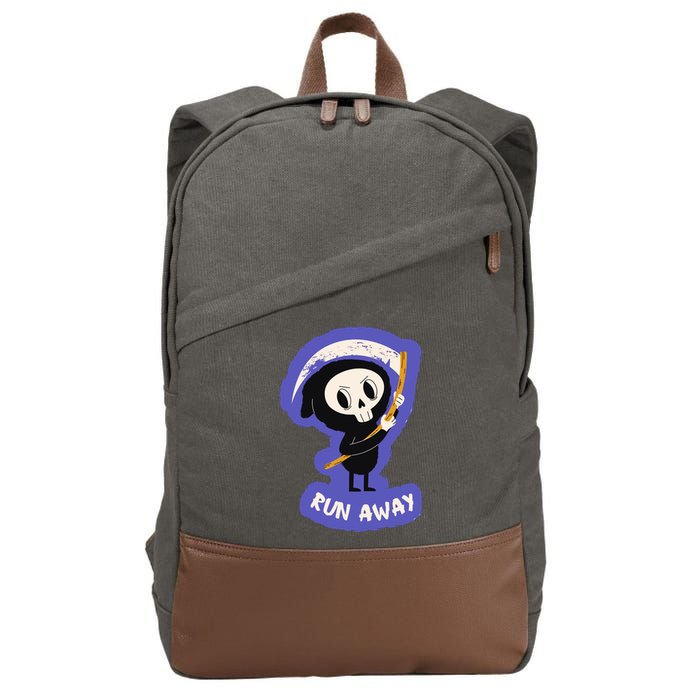 Run Away From The Reaper Cute Grim Reaper Cotton Canvas Backpack