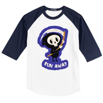 Run Away From The Reaper Cute Grim Reaper Baseball Sleeve Shirt