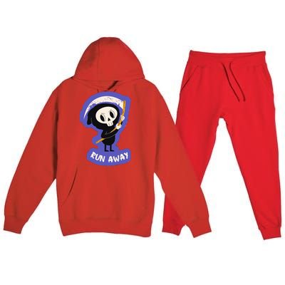 Run Away From The Reaper Cute Grim Reaper Premium Hooded Sweatsuit Set