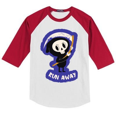 Run Away From The Reaper Cute Grim Reaper Kids Colorblock Raglan Jersey