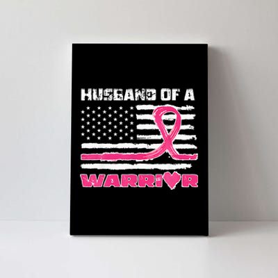 Ribbon American Flag Husband Of A Warrior Breast Cancer Canvas