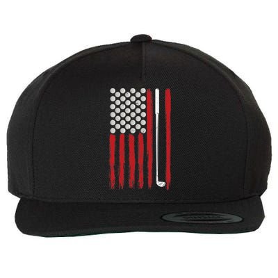 Retro American Flag Golf Gift Funny Wool Snapback Cap