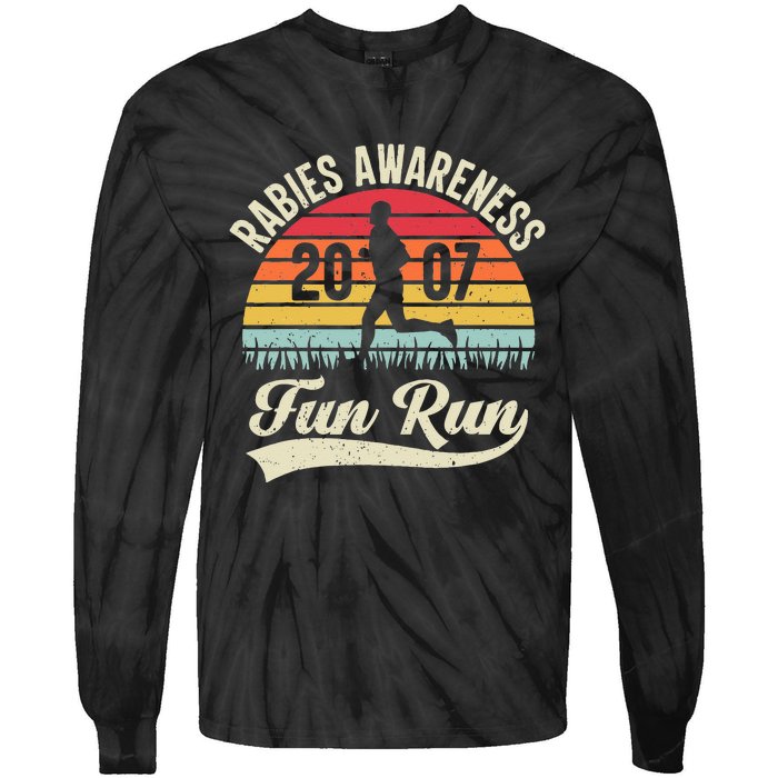 Rabies Awareness Fun Run Funny TV Comedy Running Tie-Dye Long Sleeve Shirt