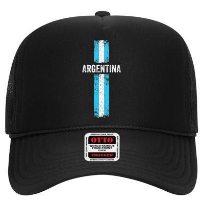 retro Argentina flag Soccer Jersey Argentina Fan High Crown Mesh Back Trucker Hat