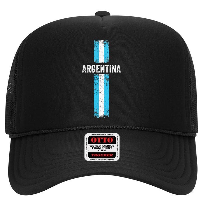 retro Argentina flag Soccer Jersey Argentina Fan High Crown Mesh Back Trucker Hat