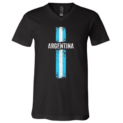 retro Argentina flag Soccer Jersey Argentina Fan V-Neck T-Shirt