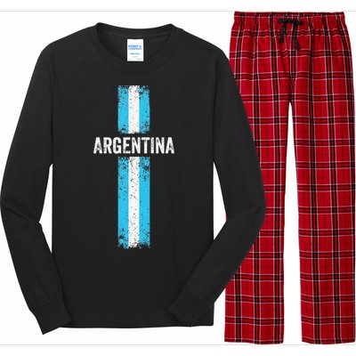 retro Argentina flag Soccer Jersey Argentina Fan Long Sleeve Pajama Set