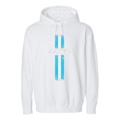 retro Argentina flag Soccer Jersey Argentina Fan Garment-Dyed Fleece Hoodie