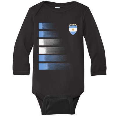 retro Argentina flag Soccer Jersey Argentina Fan Baby Long Sleeve Bodysuit