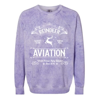 Reindeer Aviation Funny Christmas Santa Claus And Sleigh Gift Colorblast Crewneck Sweatshirt