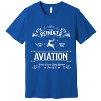 Reindeer Aviation Funny Christmas Santa Claus And Sleigh Gift Premium T-Shirt