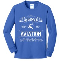 Reindeer Aviation Funny Christmas Santa Claus And Sleigh Gift Kids Long Sleeve Shirt