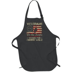 Retro America Flag Veterans Voting For Harris Walz 2024 Full-Length Apron With Pockets