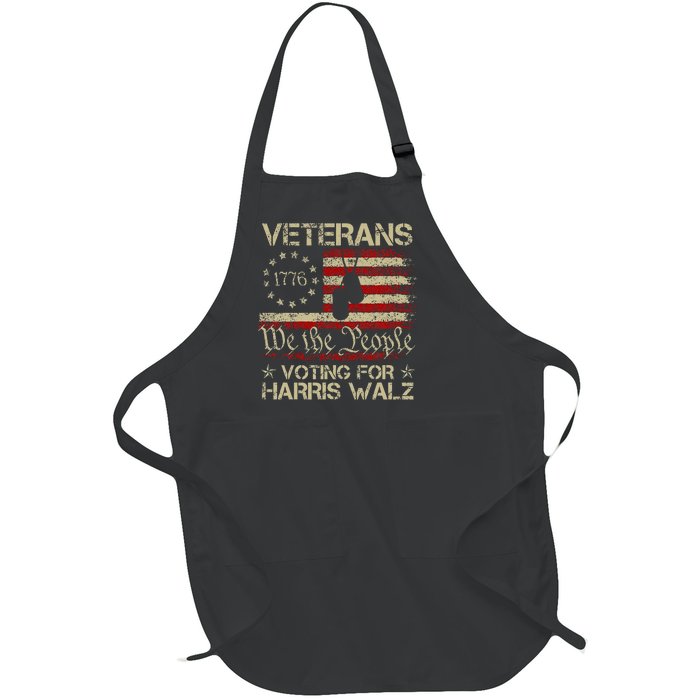 Retro America Flag Veterans Voting For Harris Walz 2024 Full-Length Apron With Pockets