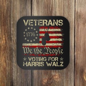 Retro America Flag Veterans Voting For Harris Walz 2024 Coaster