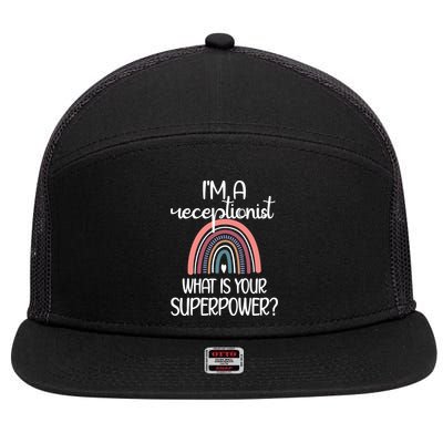 Receptionist Appreciation Front Desk Receptionist Gift 7 Panel Mesh Trucker Snapback Hat