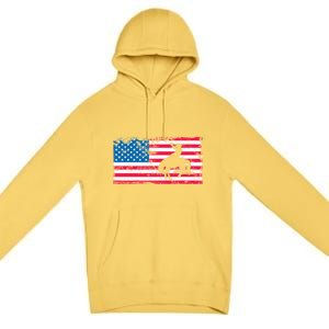 Retro American Flag Rodeo Bronc Horse Riding Cow Cow Cool Gift Premium Pullover Hoodie