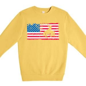 Retro American Flag Rodeo Bronc Horse Riding Cow Cow Cool Gift Premium Crewneck Sweatshirt