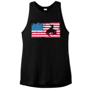 Retro American Flag Rodeo Bronc Horse Riding Cow Cow Cool Gift Ladies PosiCharge Tri-Blend Wicking Tank