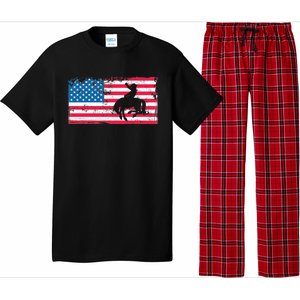 Retro American Flag Rodeo Bronc Horse Riding Cow Cow Cool Gift Pajama Set