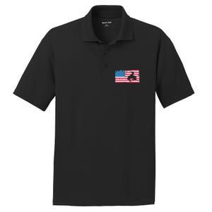 Retro American Flag Rodeo Bronc Horse Riding Cow Cow Cool Gift PosiCharge RacerMesh Polo