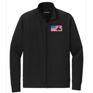 Retro American Flag Rodeo Bronc Horse Riding Cow Cow Cool Gift Stretch Full-Zip Cadet Jacket