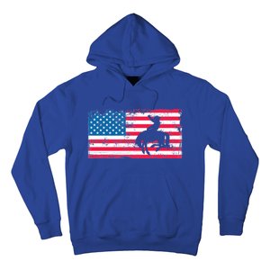 Retro American Flag Rodeo Bronc Horse Riding Cow Cow Cool Gift Hoodie