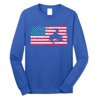 Retro American Flag Rodeo Bronc Horse Riding Cow Cow Cool Gift Long Sleeve Shirt