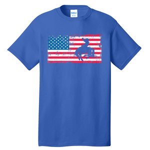 Retro American Flag Rodeo Bronc Horse Riding Cow Cow Cool Gift Tall T-Shirt