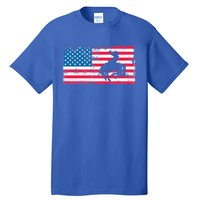 Retro American Flag Rodeo Bronc Horse Riding Cow Cow Cool Gift Tall T-Shirt