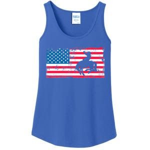 Retro American Flag Rodeo Bronc Horse Riding Cow Cow Cool Gift Ladies Essential Tank