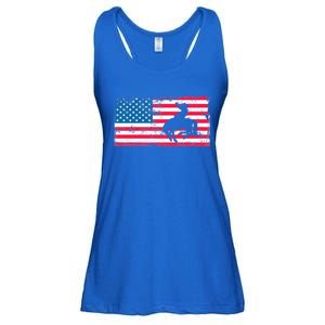 Retro American Flag Rodeo Bronc Horse Riding Cow Cow Cool Gift Ladies Essential Flowy Tank