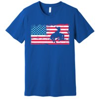 Retro American Flag Rodeo Bronc Horse Riding Cow Cow Cool Gift Premium T-Shirt