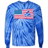 Retro American Flag Rodeo Bronc Horse Riding Cow Cow Cool Gift Tie-Dye Long Sleeve Shirt