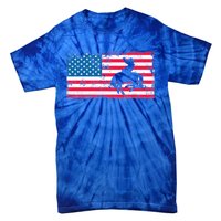 Retro American Flag Rodeo Bronc Horse Riding Cow Cow Cool Gift Tie-Dye T-Shirt